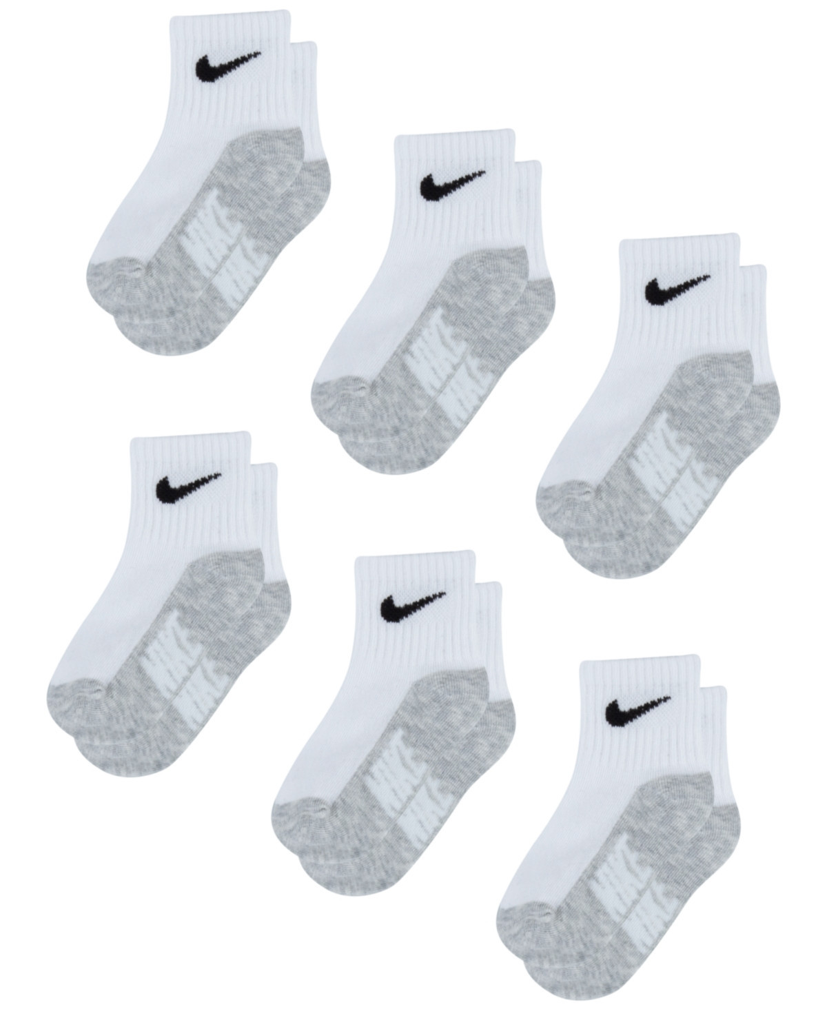 Nike Baby and Toddler Boys or Girls Multi Logo Socks, Pack of 6 - White | Macy's