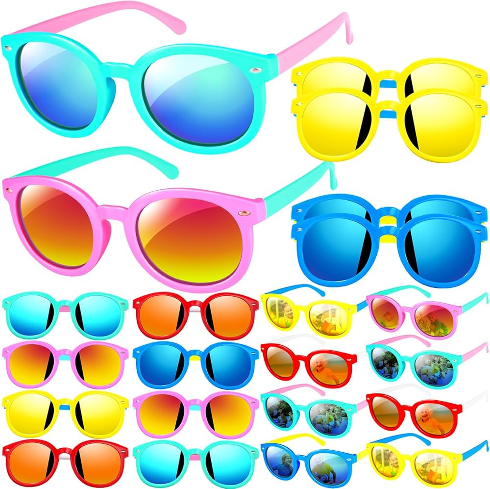 WELLVO 25PACK Kids Sunglasses Bulk,Kids Sunglasses Party Favors for Kids 4-8, Neon Sunglasses wit... | Amazon (US)
