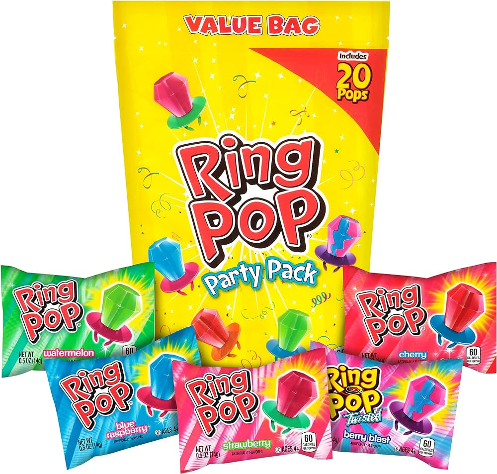 Ring Pop Halloween Candy 20 Count - Bulk Lollipop Individually Wrapped Party Pack - Candy Lollipo... | Amazon (US)