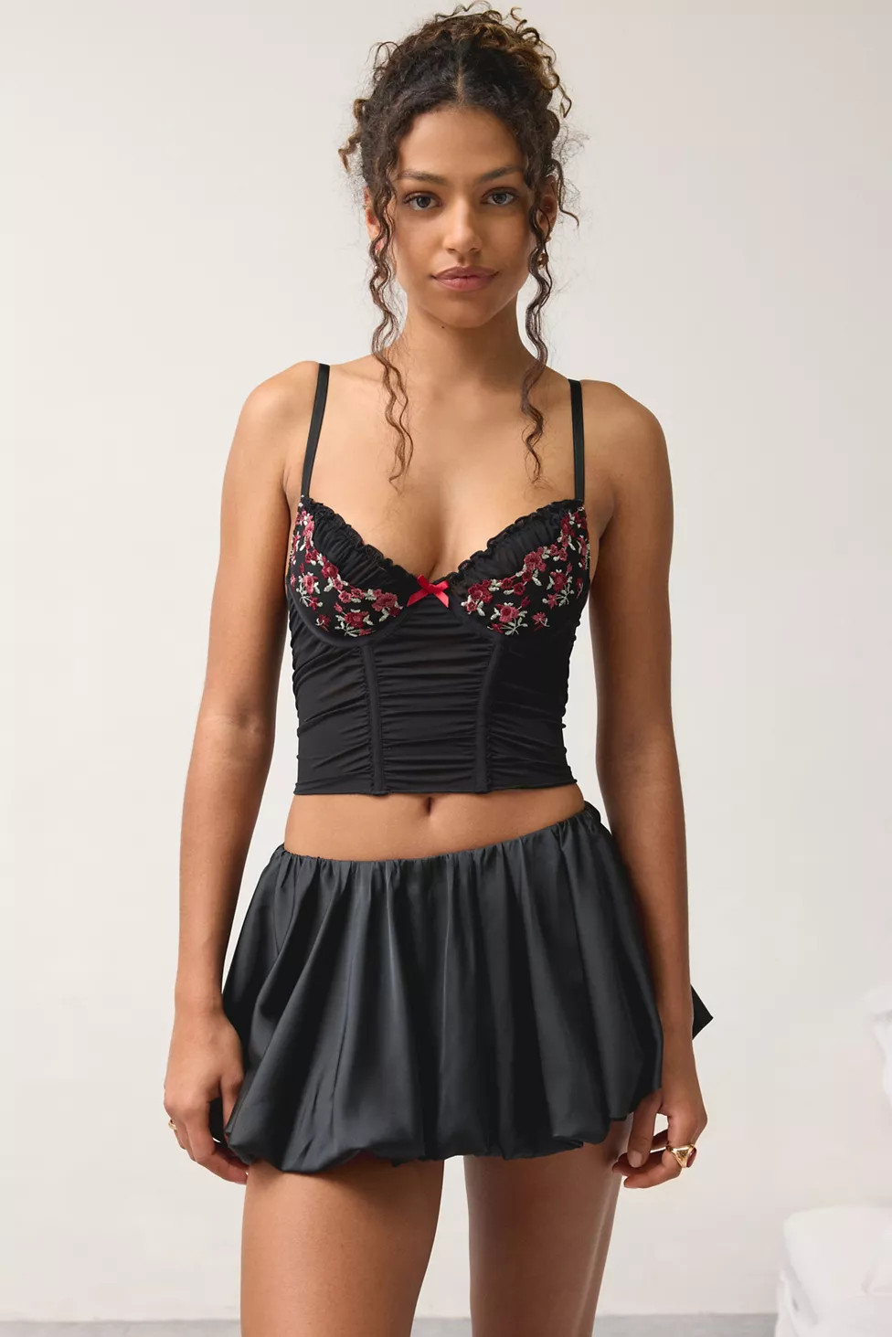 Out From Under Soft Spot Floral Embroidered Mesh Corset | Urban Outfitters (US and RoW)