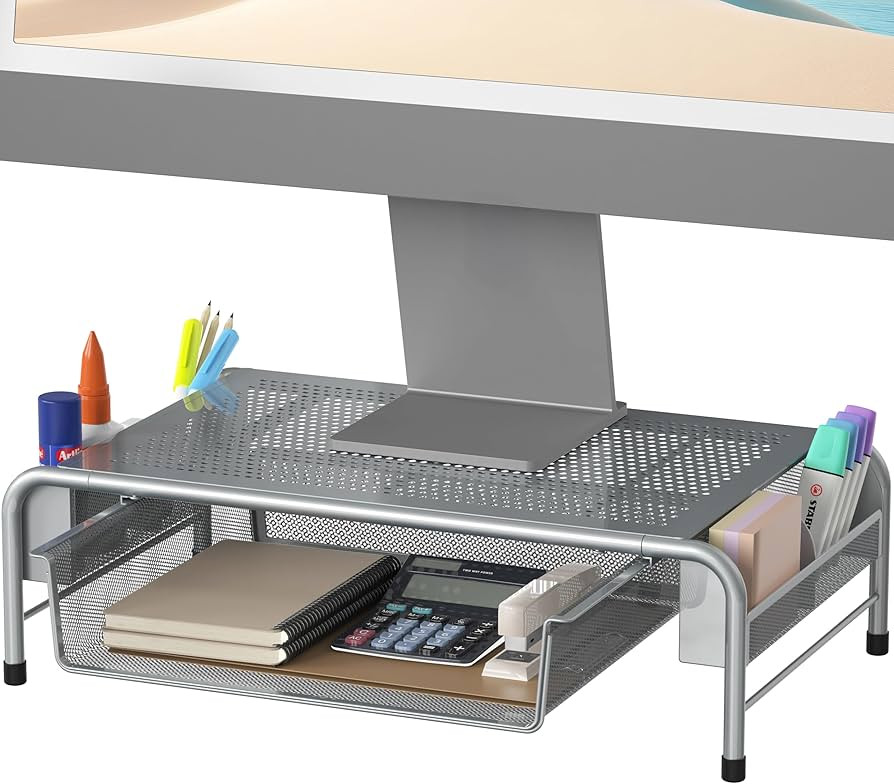 Simple Houseware Monitor Stand Riser with Organizer Drawer, Silver : Amazon.ca: Office Products | Amazon (CA)