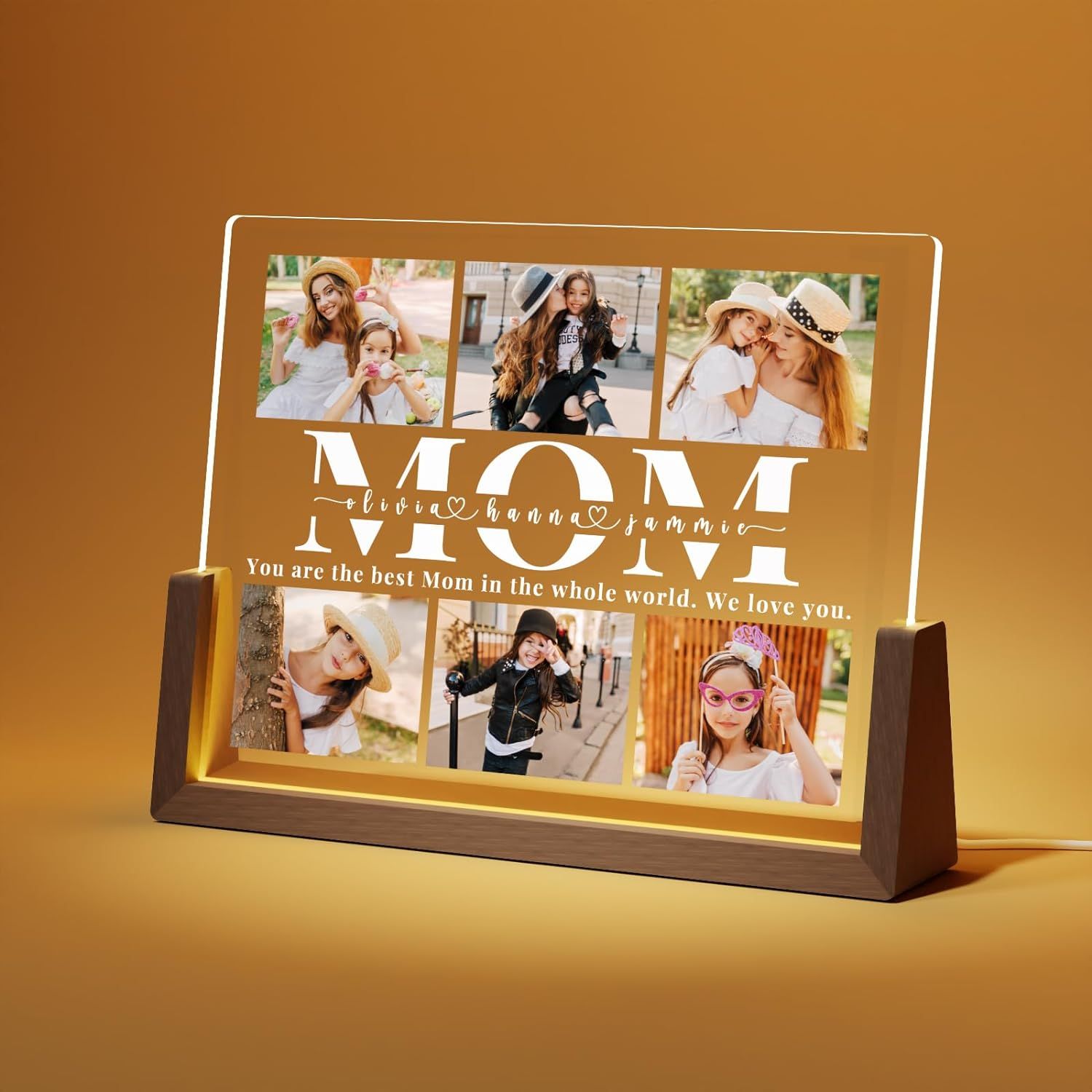 Personalized Mothers Day Gifts for Mom from Daughter Son Kids, Custom Walnut Picture Frame with L... | Amazon (US)