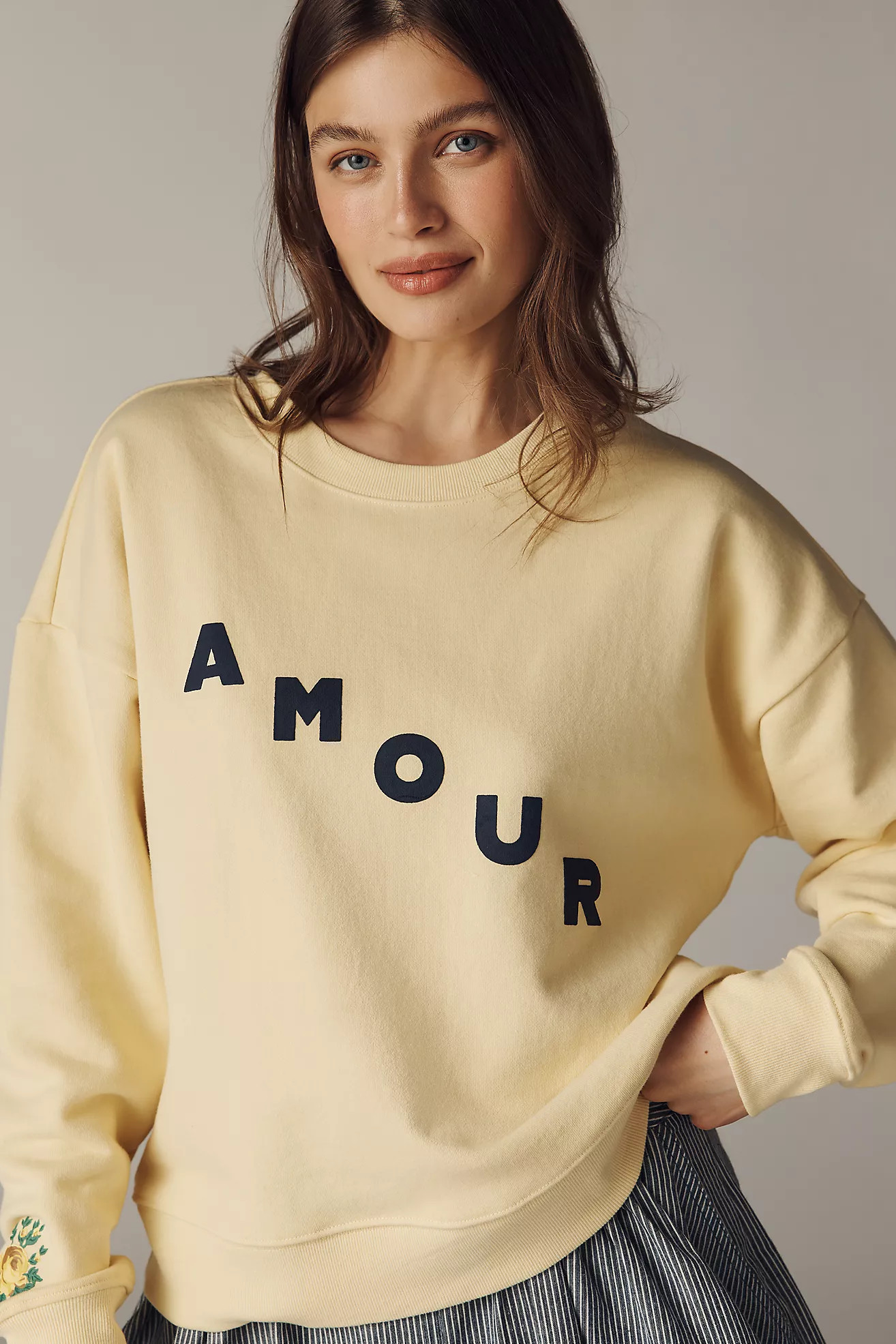 Maeve Cotton Blend Amour Sweatshirt | Anthropologie (US)