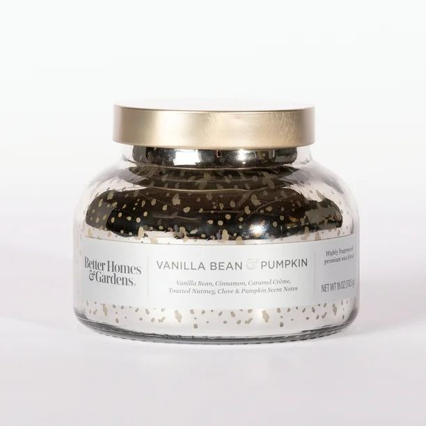 Better Homes & Gardens 18oz Vanilla Bean & Pumpkin Scented 2-Wick Mercury Glass Bell Jar Candle -... | Walmart (US)