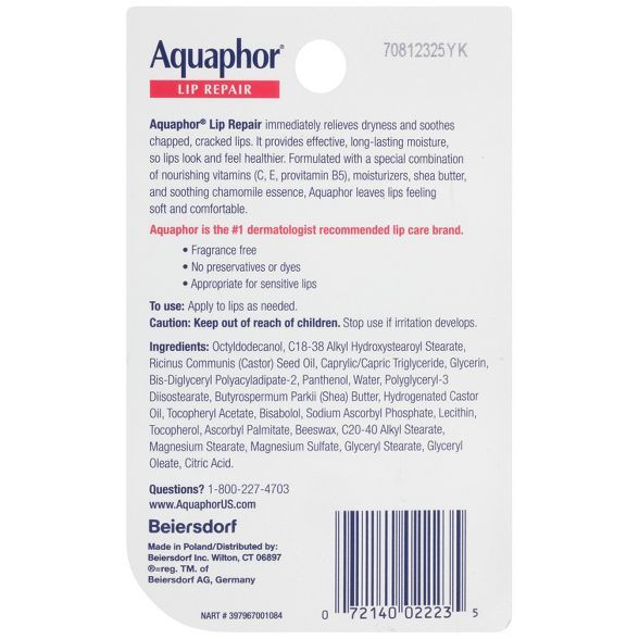 Aquaphor Immediate Relief Lip Repair Balm | Target