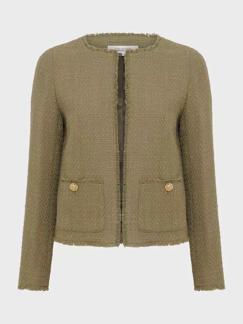 Gerard Darel Rodina Tweed Jacket, Khaki Green | John Lewis (UK)