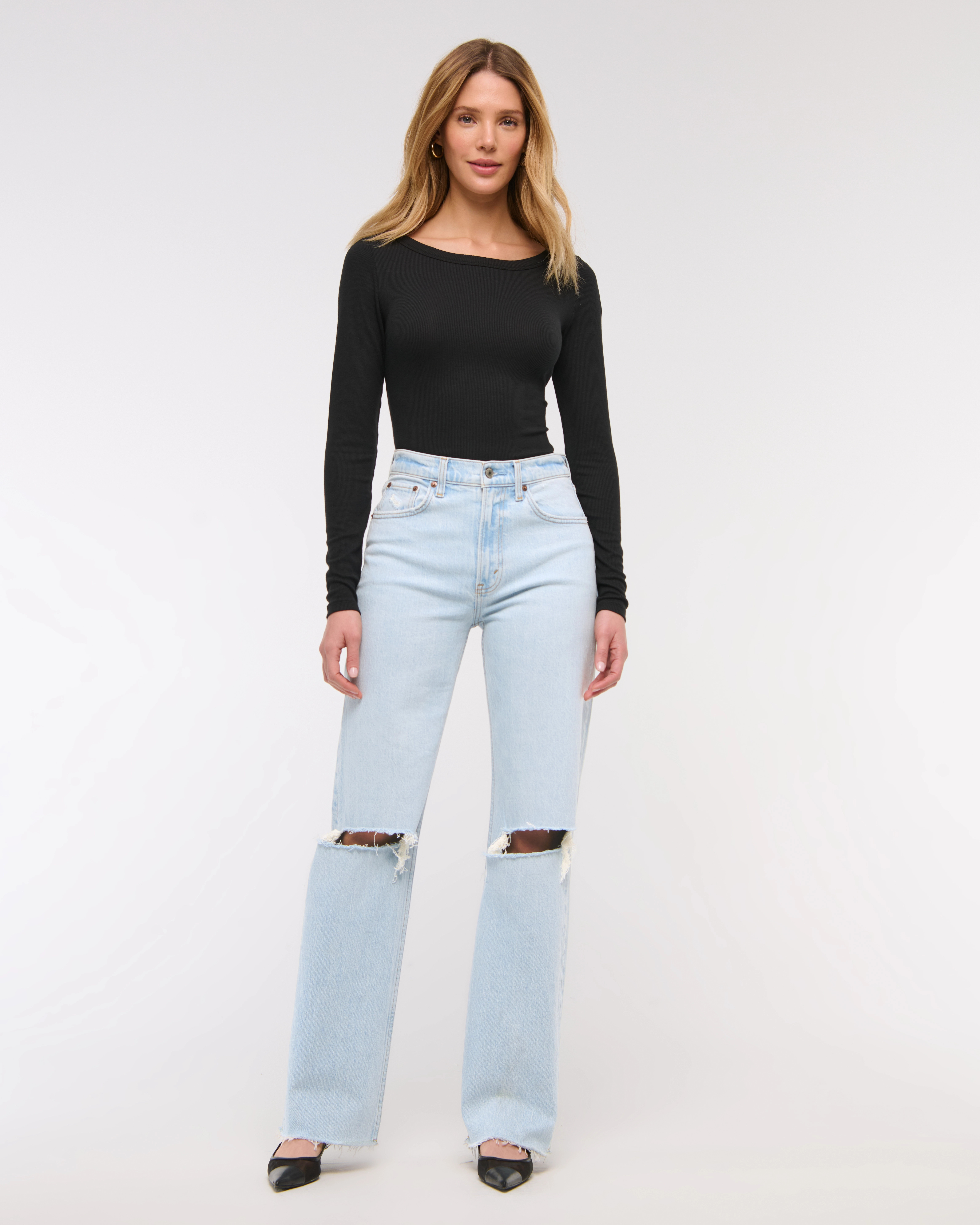 High Rise 90s Relaxed Raw Hem Jean | Abercrombie & Fitch (US)