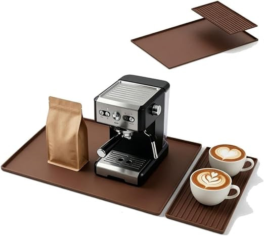 Silicone Coffee Mat 24 x 16 in with Tray, Classic Coffee Brown | Amazon (US)