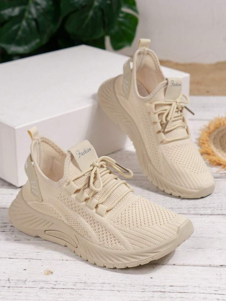 Women's Milkb White Running Shoes For All Seasons, Lightweight, Comfortable, Shock Absorbing, Sli... | SHEIN