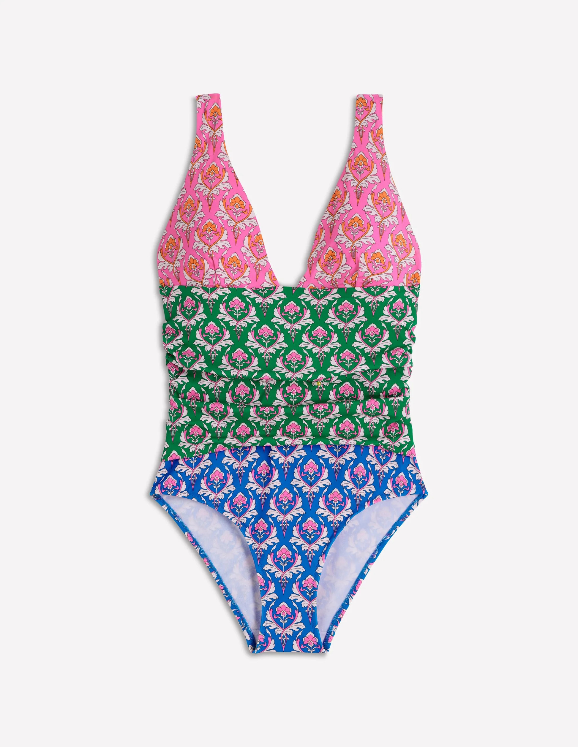 Mykonos Deep V Swimsuit-Multi, Ornamental Stamp | Boden (US)