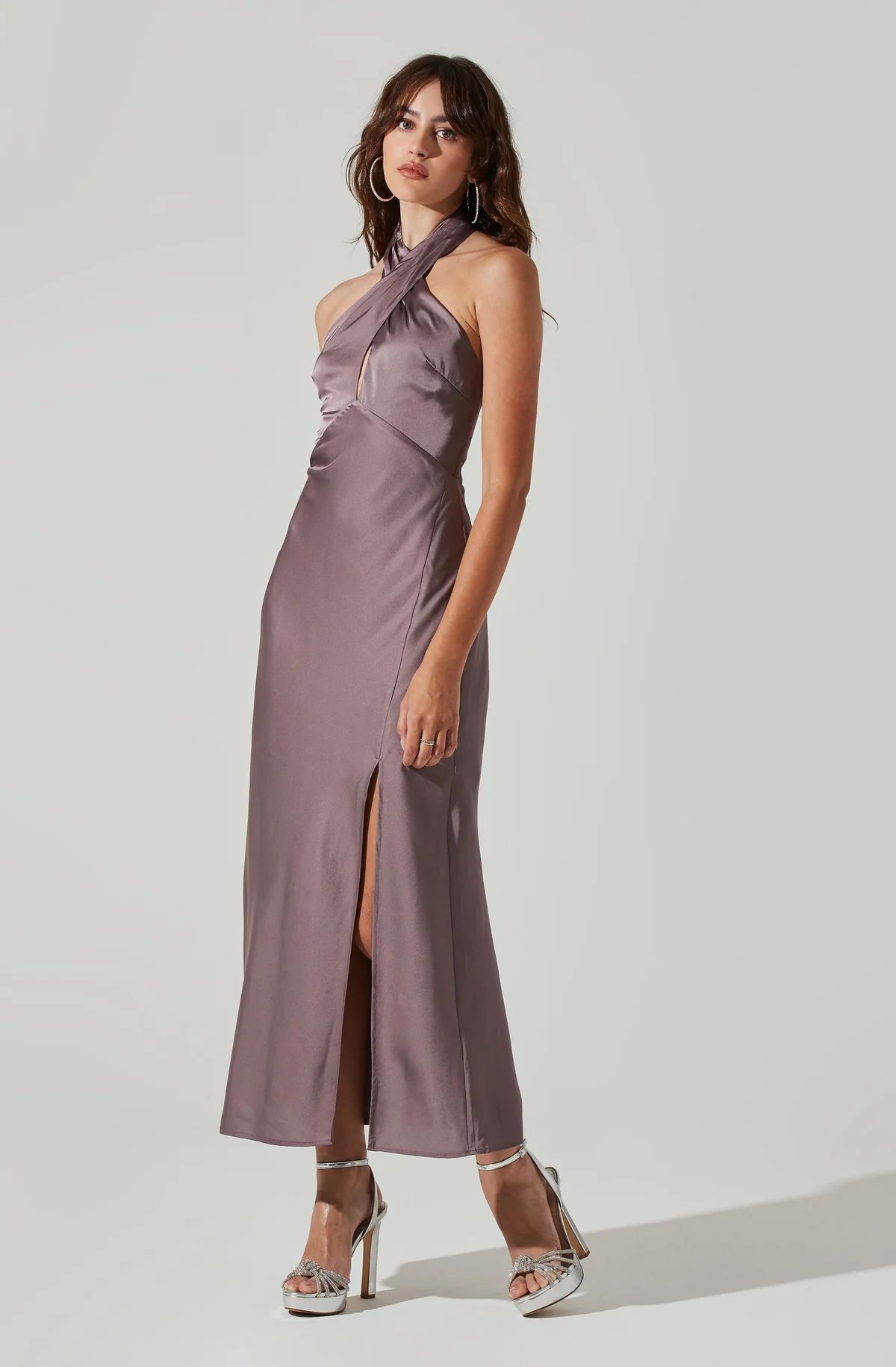 Marissa Satin Halter Neck Midi Dress | ASTR The Label (US)