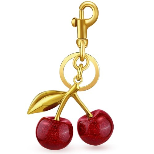 TINKRSTUFF Cherry Bag Charms Glitter Cherry Purse Charms Gold Cute Keychains for Handbag, Metal R... | Amazon (US)