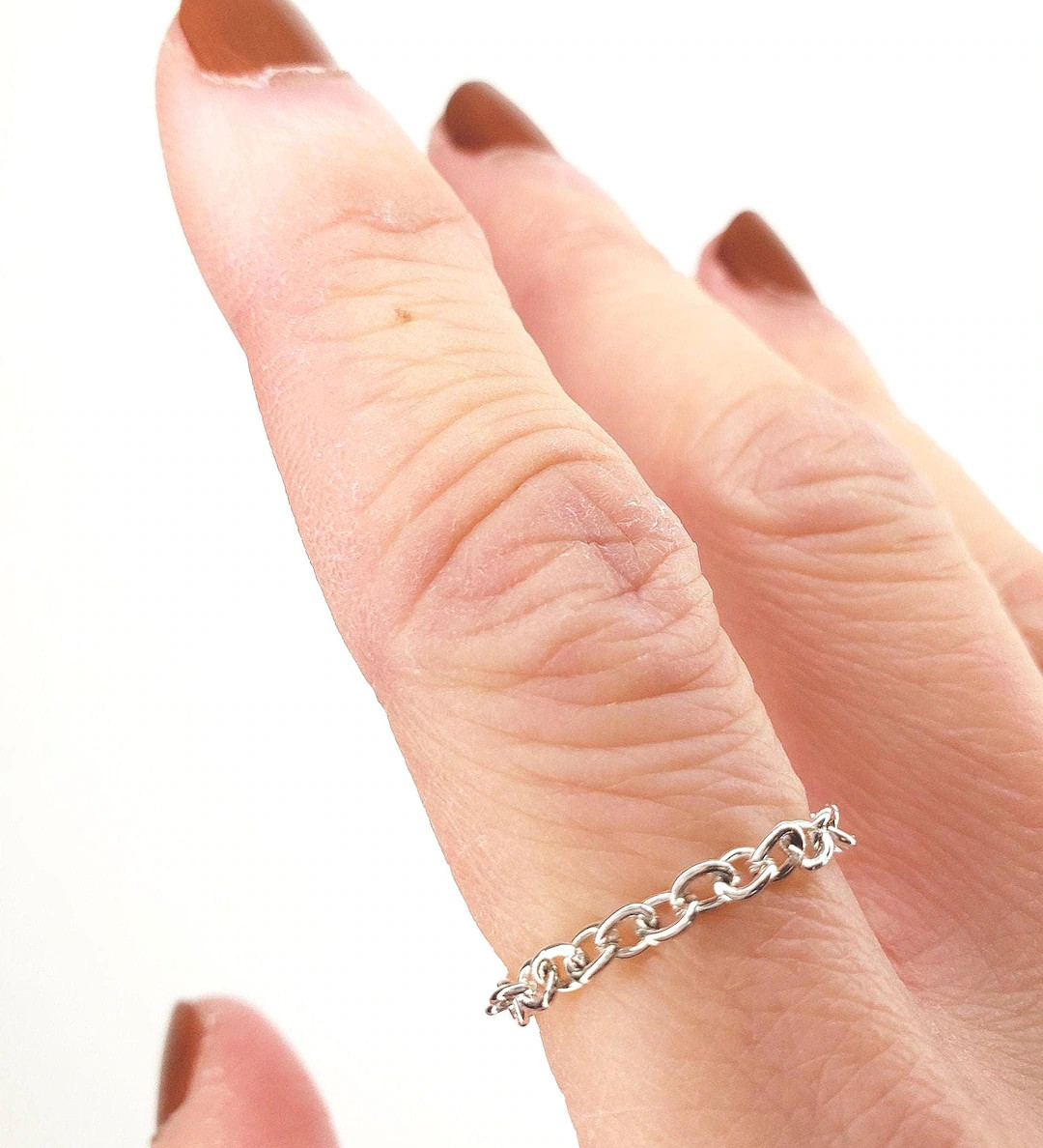 Dainty Silver or Gold Chain Ring, Simple Minimalist Ring, Stacking Ring, Thin Link Ring, Delicate... | Etsy (US)