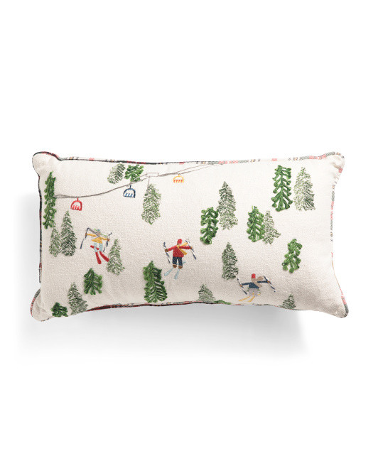 14x24 Holiday Ski Trip Embroidered Pillow | TJ Maxx