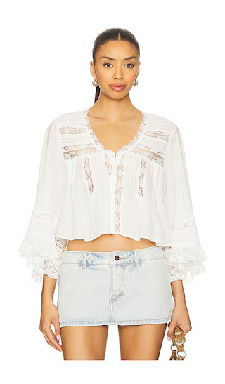 Free People x REVOLVE Rosa Ruffle Top in Ivory. - size XL | Revolve Clothing (Global)