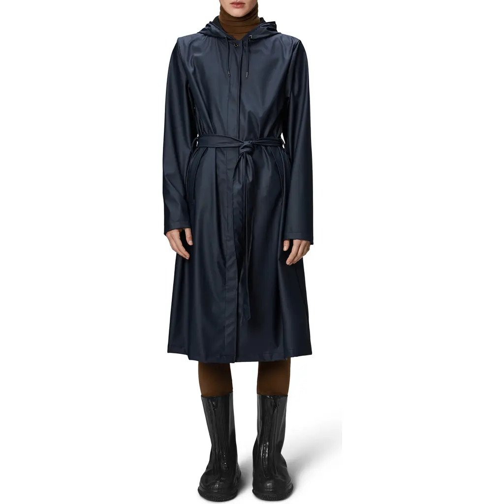 Rains Waterproof A-Line Long Raincoat in Navy at Nordstrom, Size Small | Nordstrom