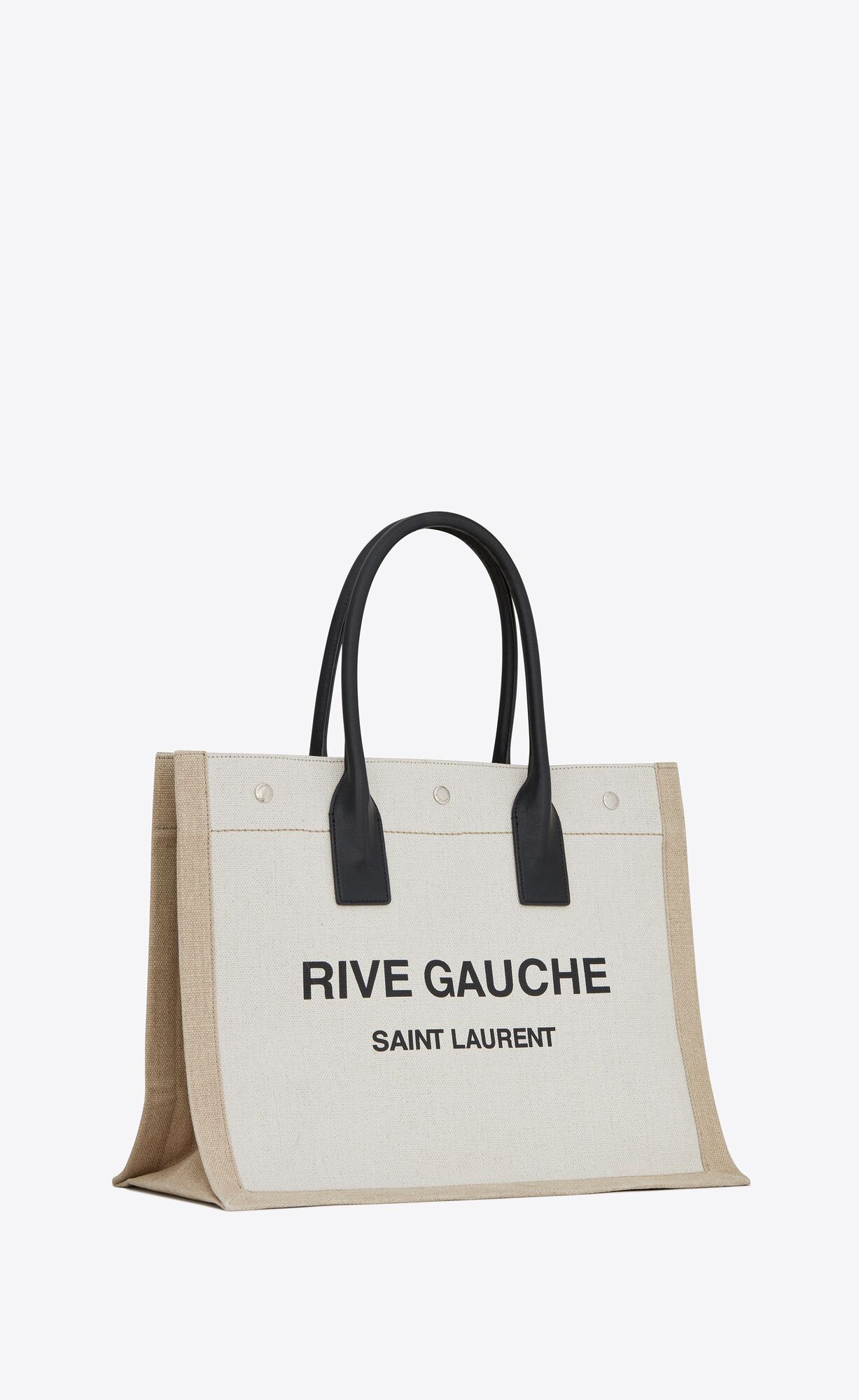 rive gauche small tote bag in linen and leather | Saint Laurent Inc. (Global)