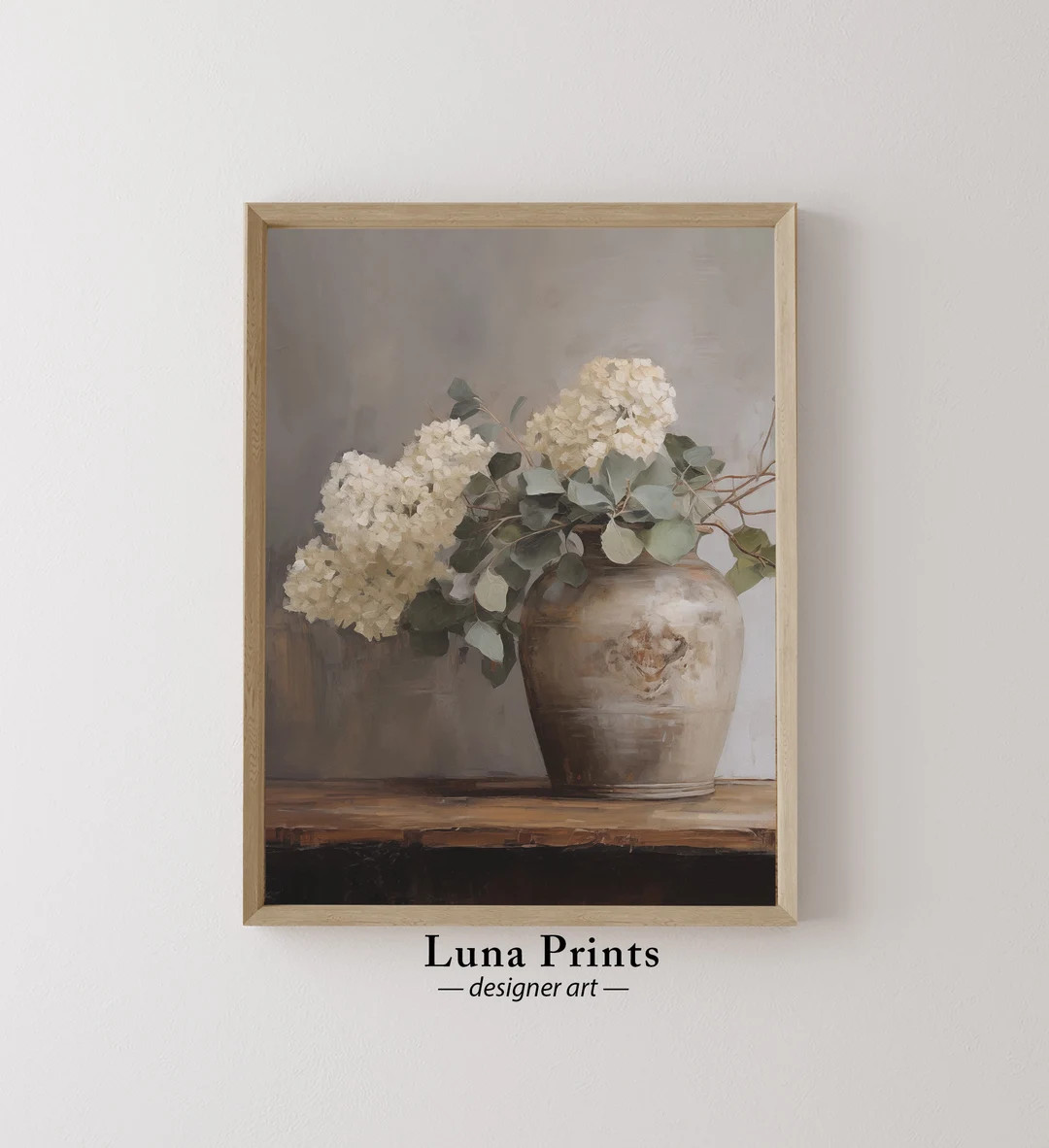 Hydrangeas in Aged Vessel Painting, PRINTABLE ART, Muted Toned Floral Art - Etsy | Etsy (US)