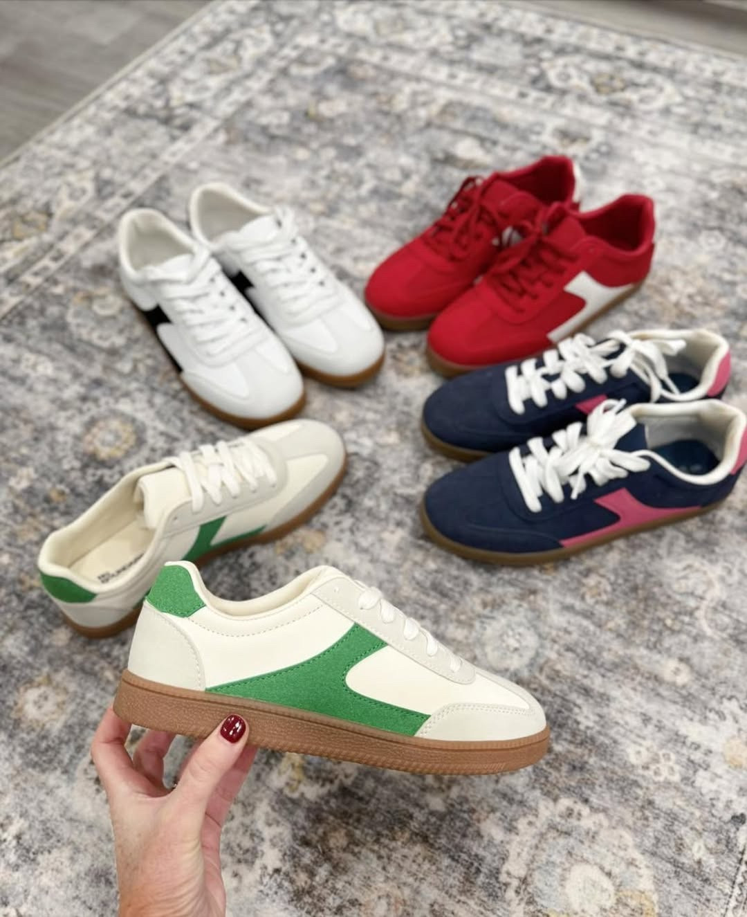 These adorable retro sneakers are dropping as low as $𝟭𝟬 now in select colors!

Leather ballet flats
Pointed toe slingback heels
Chunky platform sandals
Classic loafers with lug sole
Low block heel pumps
Casual white sneakers
Ankle strap heeled sandals
Suede ankle boots
Knee high riding boots
Strappy evening heels

#LTKHoliday #LTKSaleAlert #LTKGiftGuide