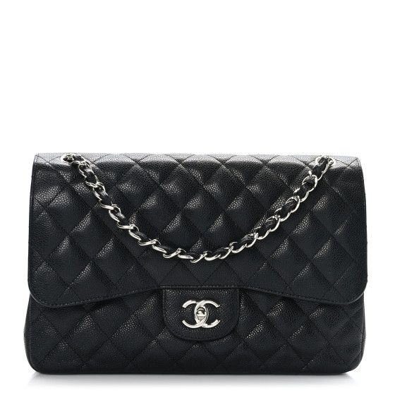 Chanel: All/Bags/CHANEL Caviar Quilted Jumbo Double Flap Black | FASHIONPHILE (US)