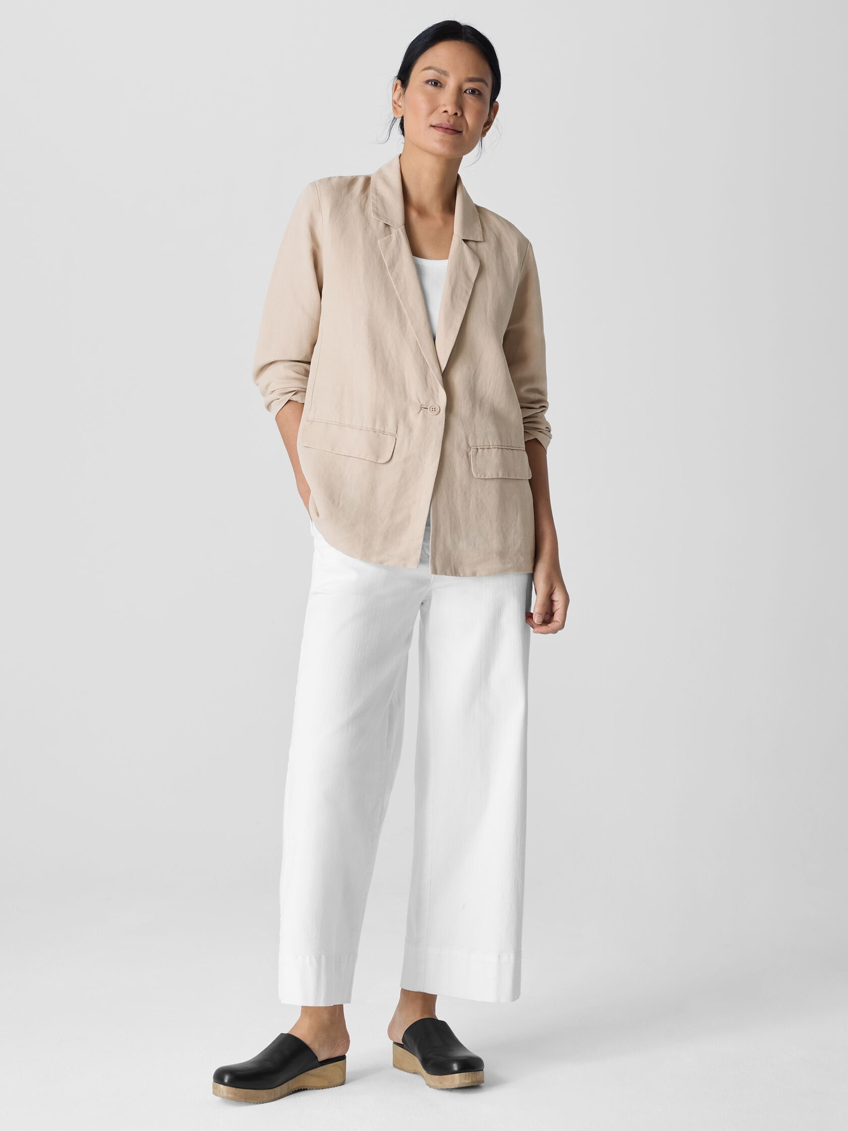 Linen Silk Twill Blazer | Eileen Fisher