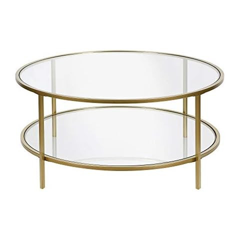 Sauder 417830 Int Lux Coffee Table Round, Glass / Gold Finish | Amazon (US)