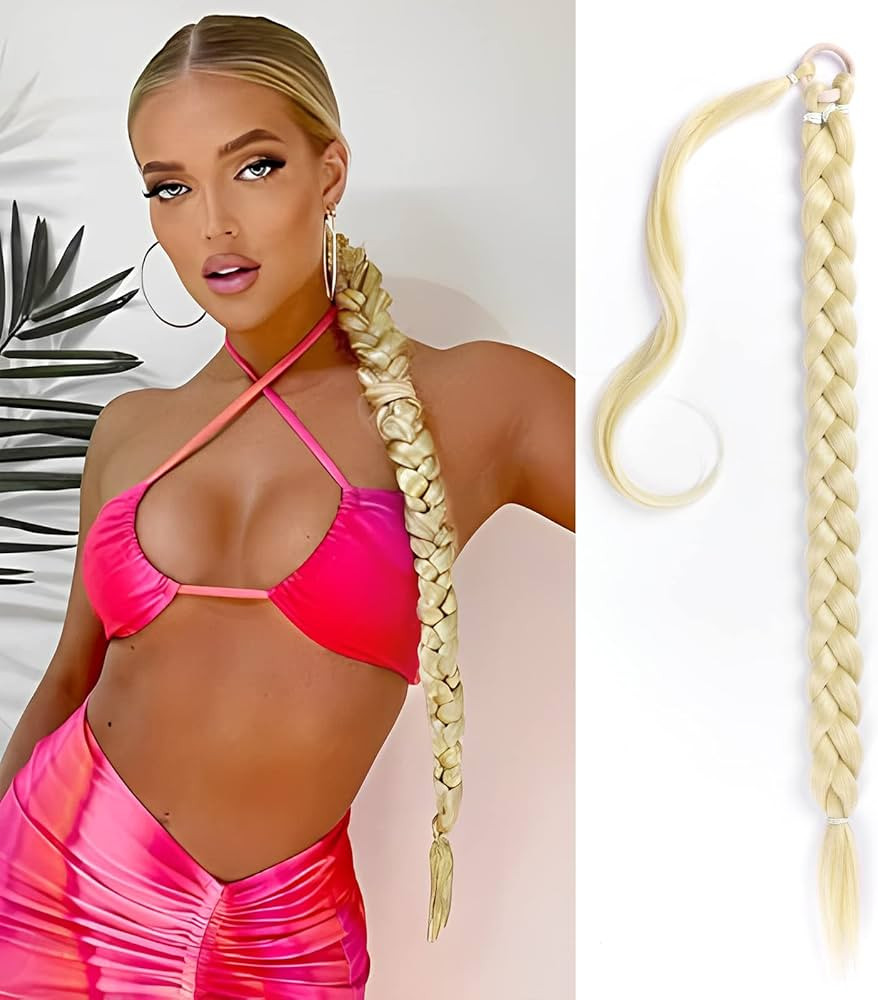 HAIRCUBE Long Braided Ponytail Extension with Hair Tie Straight Wrap Around Hair Extensions Ponyt... | Amazon (US)