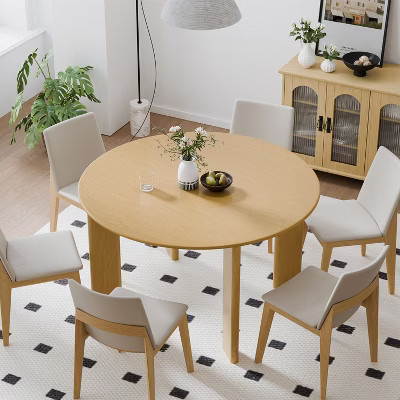 PexFix 52" x 52" Natural Solid Wood Farmhouse Dining Table Round Wood Top for Modern Dining Rooms & Family Gatherings | Target