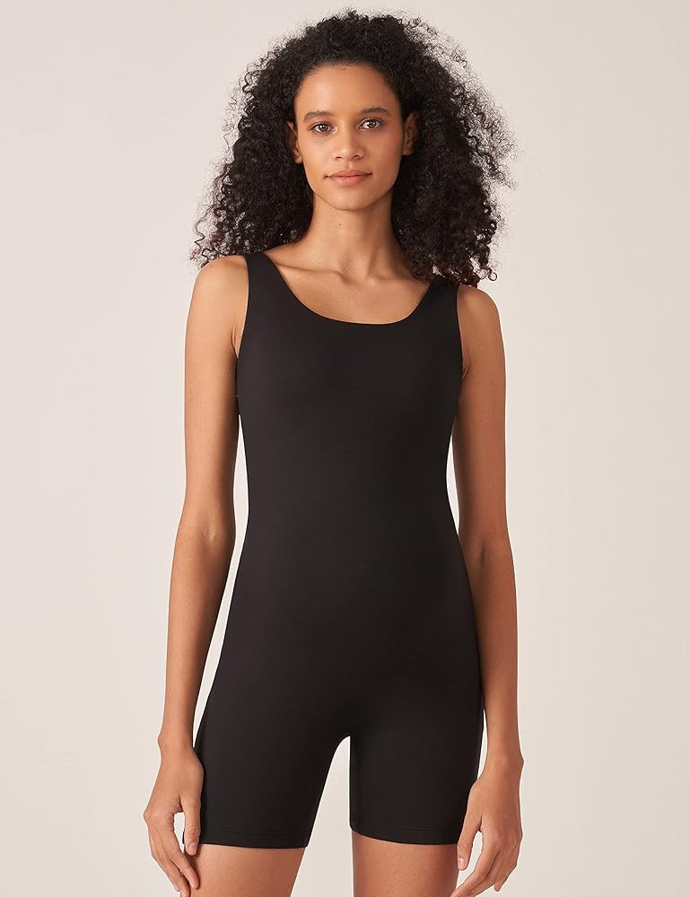 POSHDIVAH Women's Maternity Scoop Neck Sleeveless Bodysuit Tank Top Jumpsuits Shapewear Shorts Rompe | Amazon (US)