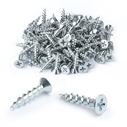 POWERTEC #8 x 3/4" Wood Screws – 100 PCS Zinc-Plated Self-Tapping Flat Head Phillips Screws with Deep Thread for Crafts, Wood, Drywall (QWS1005) | Amazon (US)