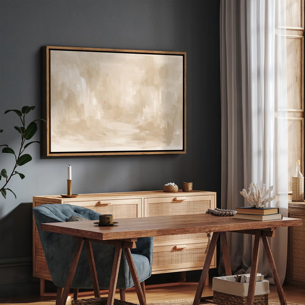Soft Neutral Abstract with Layered Beige Tones Framed Print Wall Art | Wayfair North America