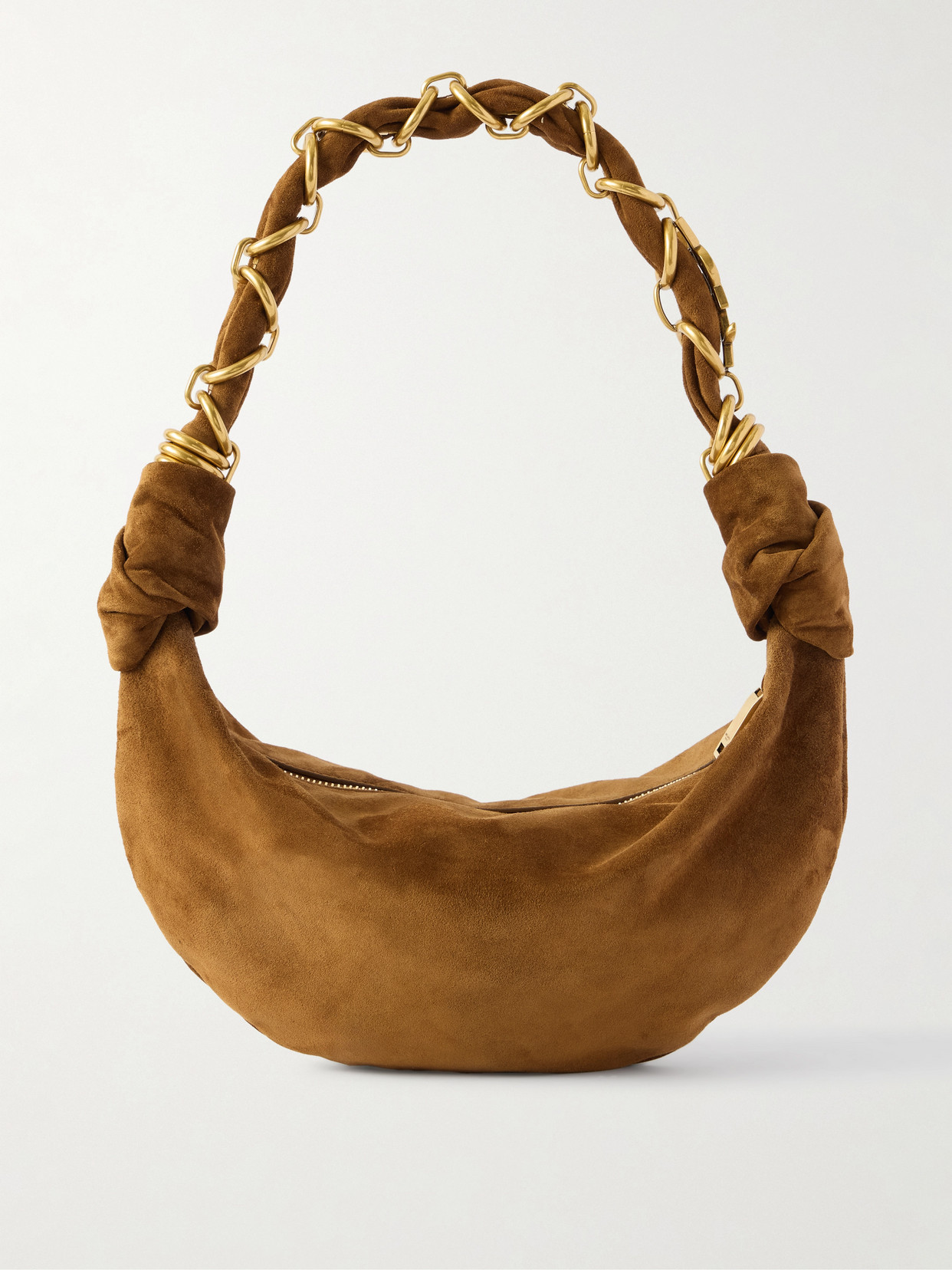 SAINT LAURENT - Amalia Mini Embellished Suede Shoulder Bag - Brown | NET-A-PORTER (US)