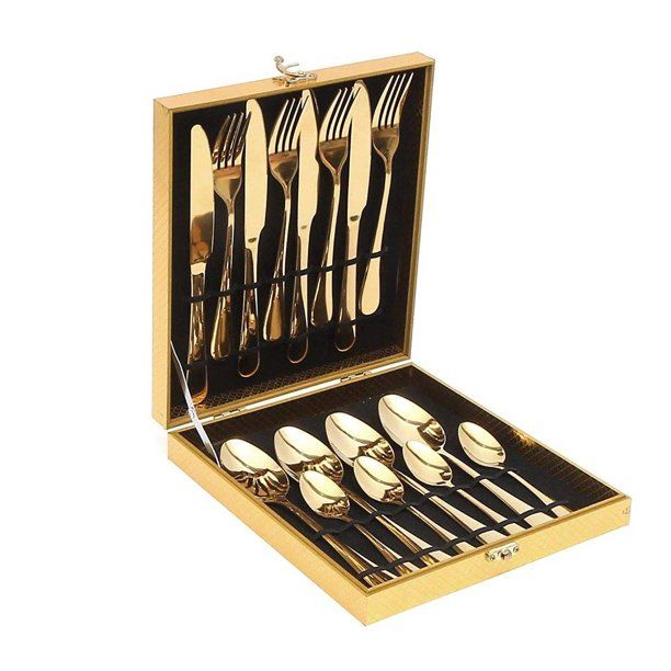 Elegantoss 16pcs Stainless Steel Flatware Tableware Gold Colored Cutlery Set in attractive Golden... | Walmart (US)
