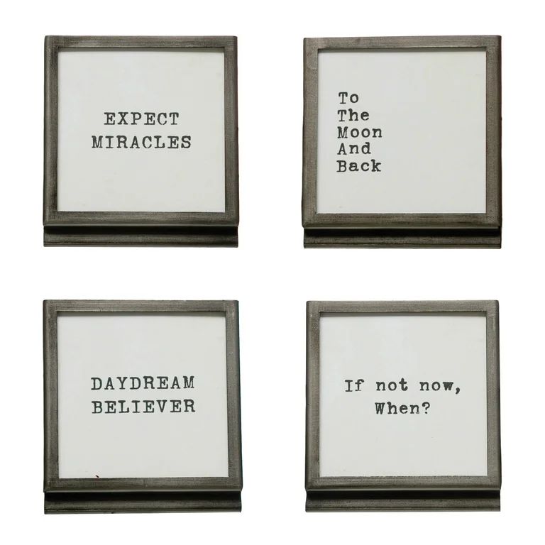 Creative Co-Op Square Metal & Glass Frame with Easel & Saying, 4 Styles | Walmart (US)