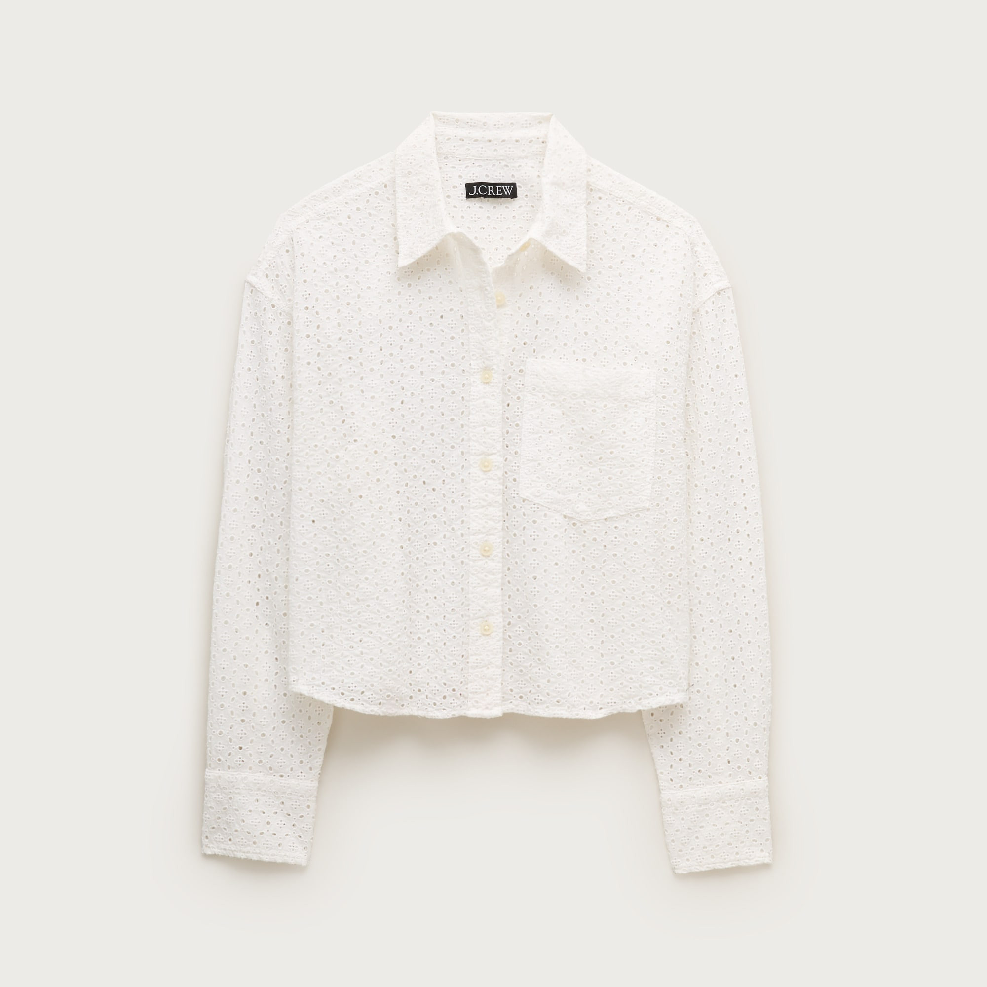 Étienne cropped eyelet button-up shirt in cotton poplin | J. Crew US