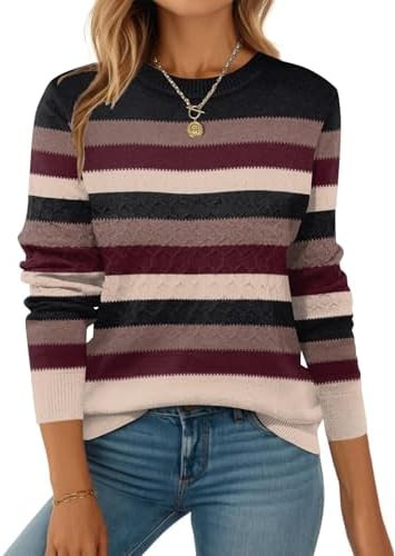 Zeagoo Womens Fall Sweaters Long Sleeve Crew Neck Ribbed Knit Pullover Tops | Amazon (US)