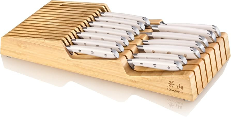 Cangshan ALPS Series 502827 German Steel Forged 15-Piece In-Drawer Knife Set with Bamboo Tray, (W... | Amazon (US)