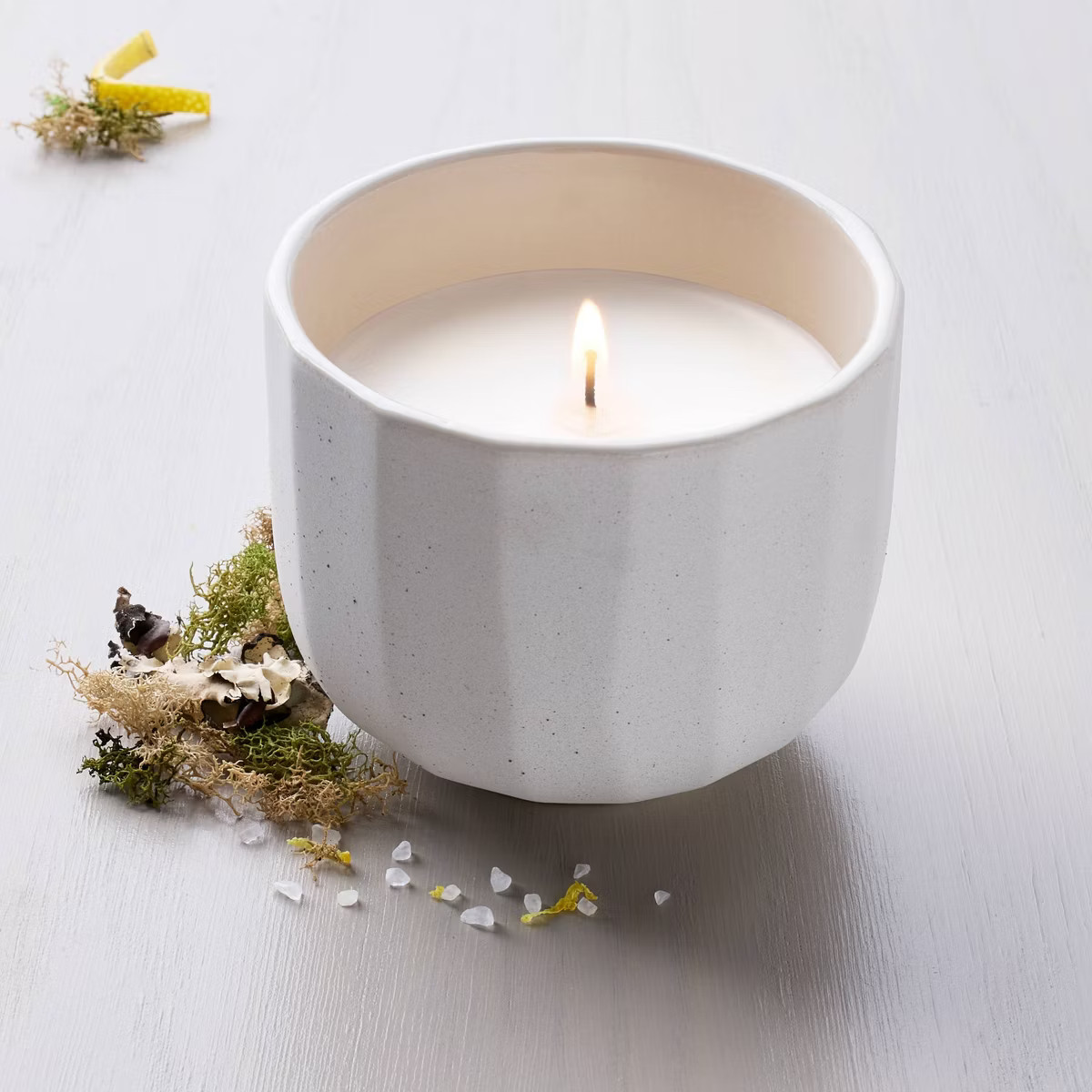 Speckle-Faceted Ceramic Salt Jar Candle White 6oz - Hearth & Hand™ with Magnolia | Target