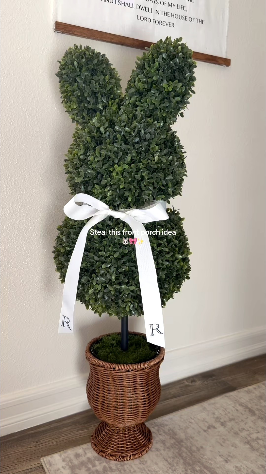 The viral Walmart topiary bunny but I added a custom ribbon with my Cricut 🤍 it makes it look so much more elevated.

#LTKgrwm #LTKSeasonal #LTKHome