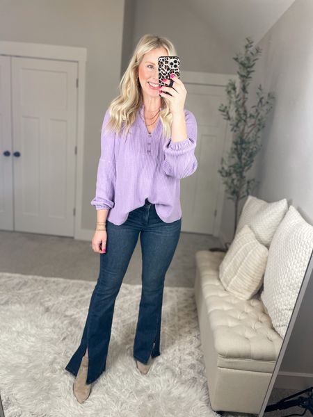 Daily try on, Walmart outfit, Walmart fashion, time and tru, free people dupe, waffle henley, split hem jeans 

M top 

#LTKFind #LTKunder50 #LTKstyletip