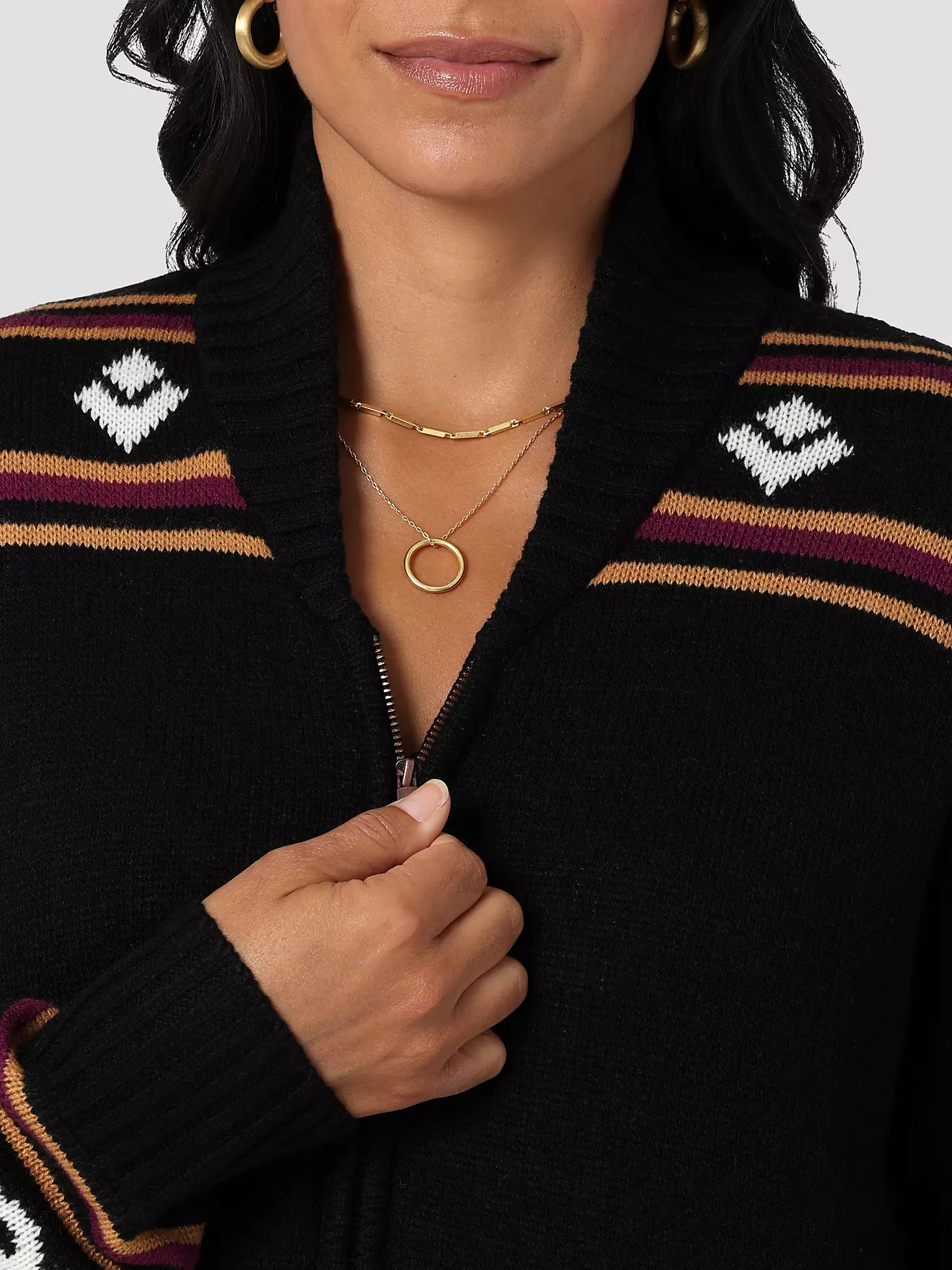 Women's Wrangler Cowboy Full Zip Cardigan in Black Beauty | Wrangler