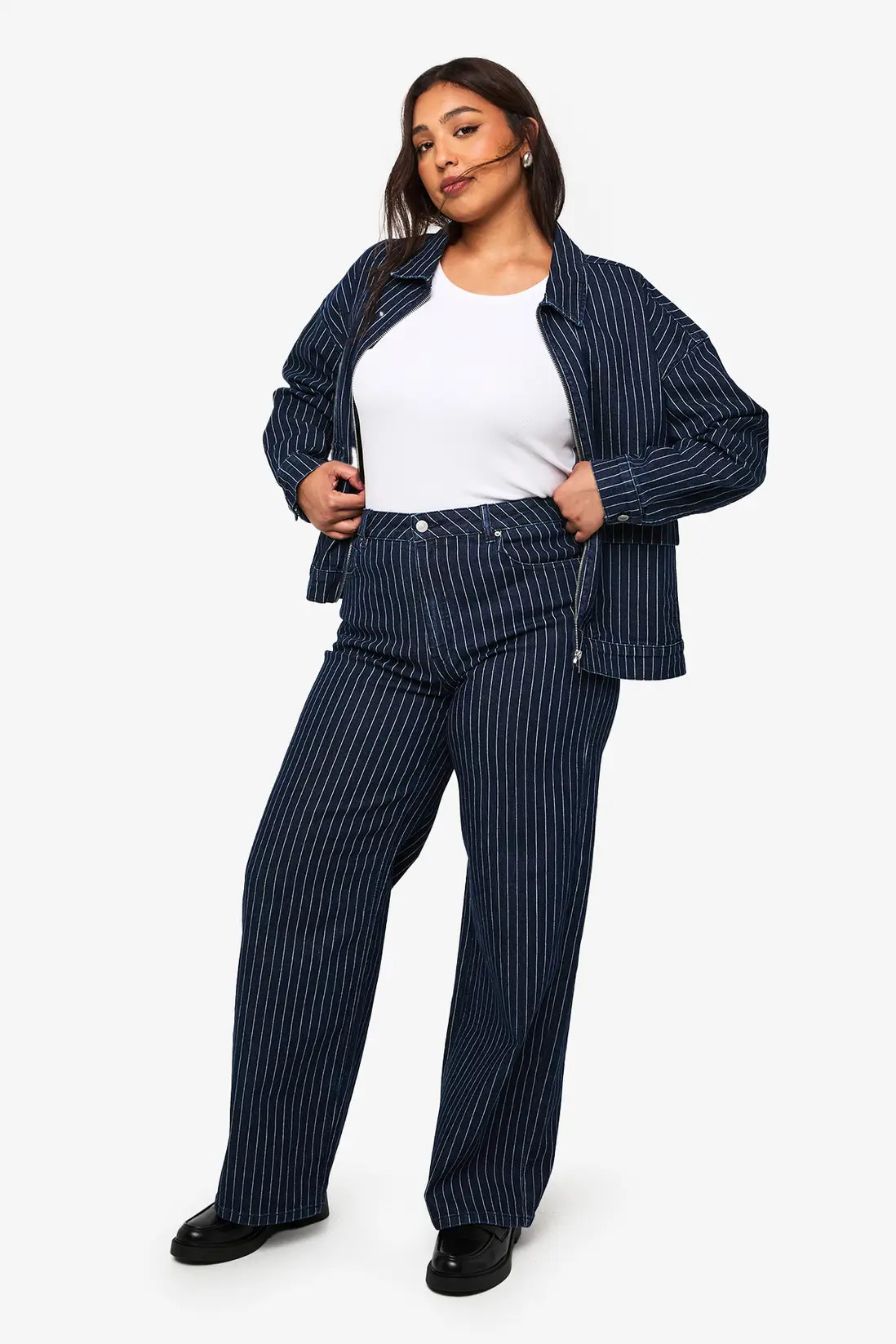 Plus Striped Wide Leg Jean | boohoo (US & Canada)