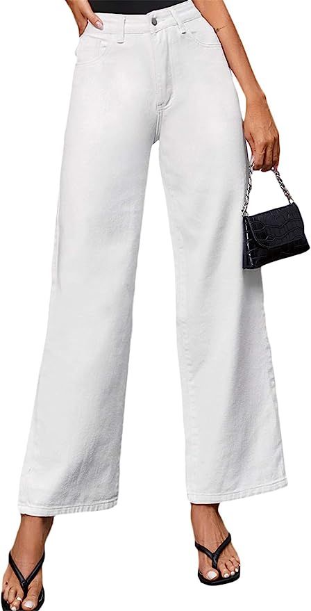 SOLY HUX Women's Casual Denim Pants High Waisted Wide Leg Jeans | Amazon (US)