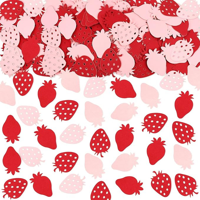 200Pcs Double-sided Strawberry Confetti Strawberries Table Decors Pink and Red Paper Confetti for... | Amazon (US)