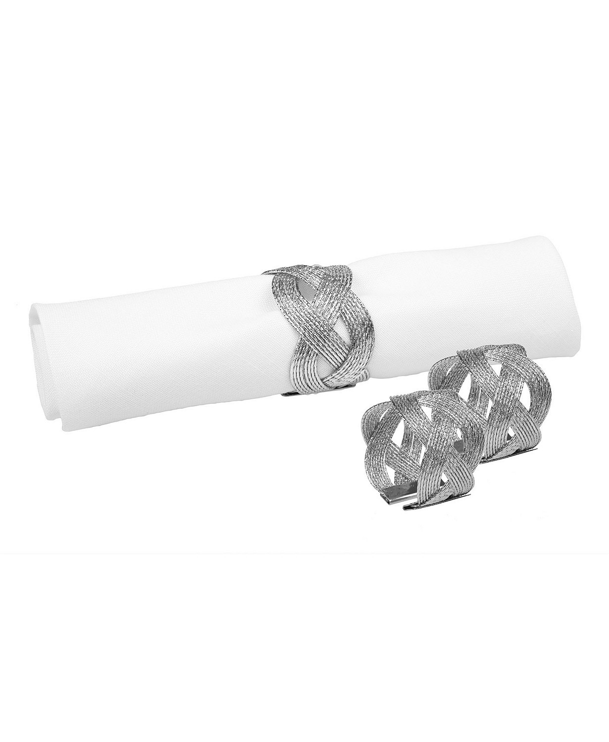 Set of 6 Silver Woven Napkin Rings | Macys (US)