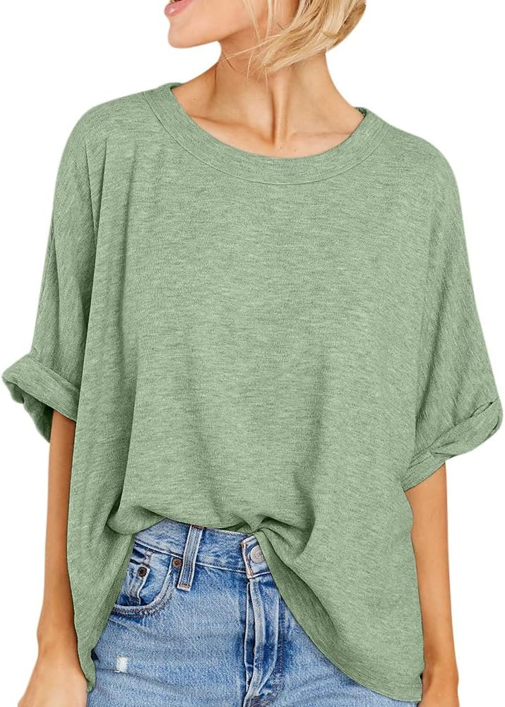 Women Oversized T-Shirt Summer Casual Short Sleeve Loose Tee Tops | Amazon (US)