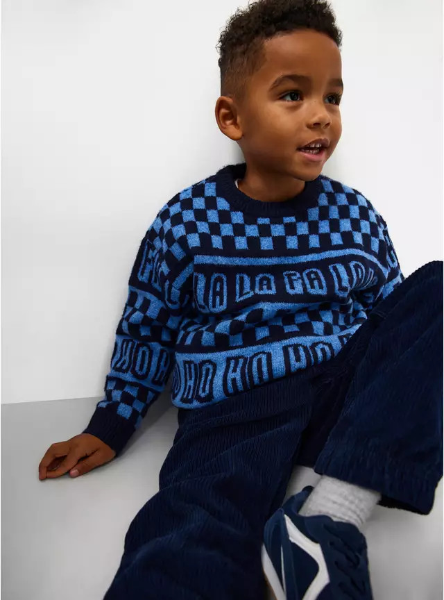 Mini Me Kid's Christmas Chequered Slogan Jumper 3 years | Tu Clothing