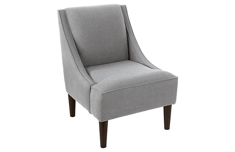 Quinn Swoop-Arm Accent Chair - Gray Linen | One Kings Lane