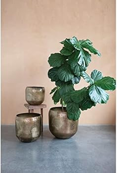 Metal Planters, Antique Brass Finish, Set of 3 | Amazon (US)