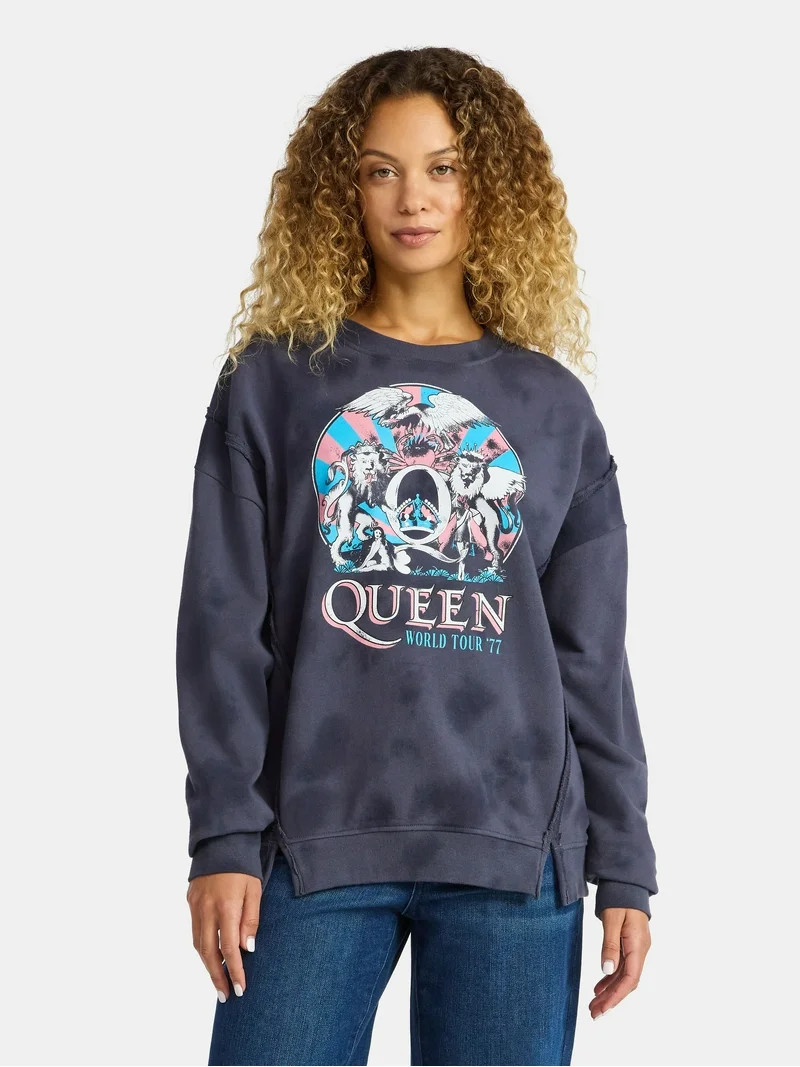 Time and Tru Women's Queen Circle Tour Graphic Sweatshirt, Sizes XS-3XL | Walmart (US)